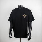 Louis Vuitton short-sleeve T-shirt, black, small gold diamond logo on chest