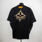 Louis Vuitton black T-shirt with large gold diamond logo on back