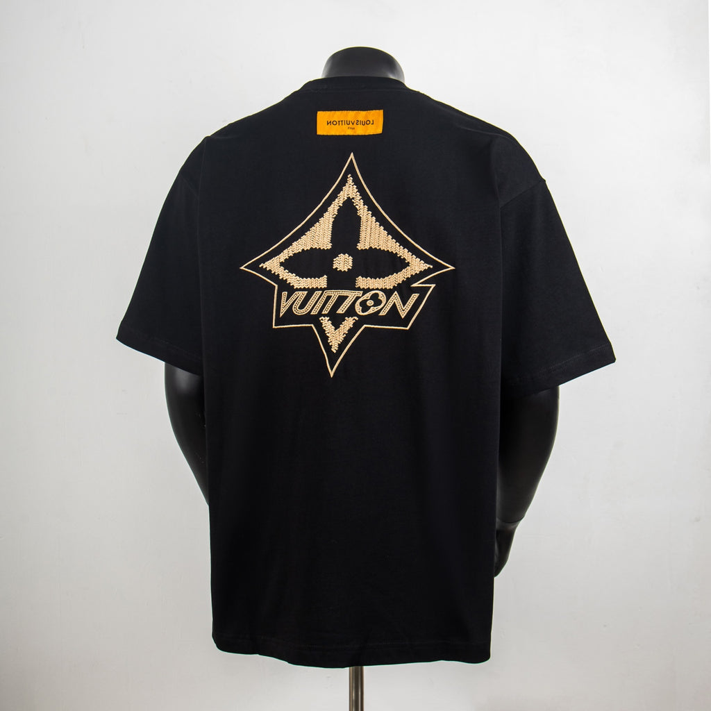 Louis Vuitton short-sleeve T-shirt, black, large gold diamond emblem on back
