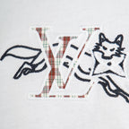 White short-sleeve T-shirt with large multicolor LV letters and star motifs