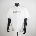 White short-sleeve T-shirt with multicolor LV logo graphic on chest