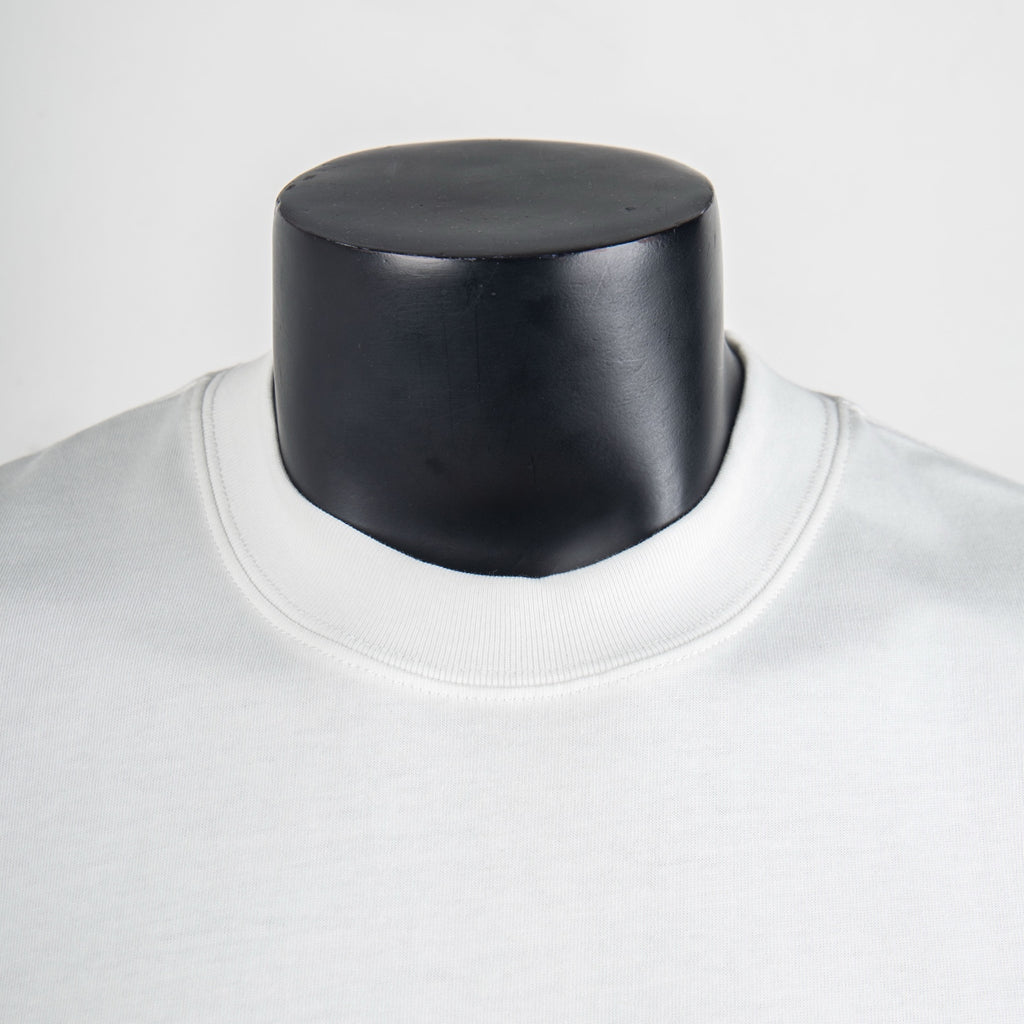 White crew-neck T-shirt collar ribbing