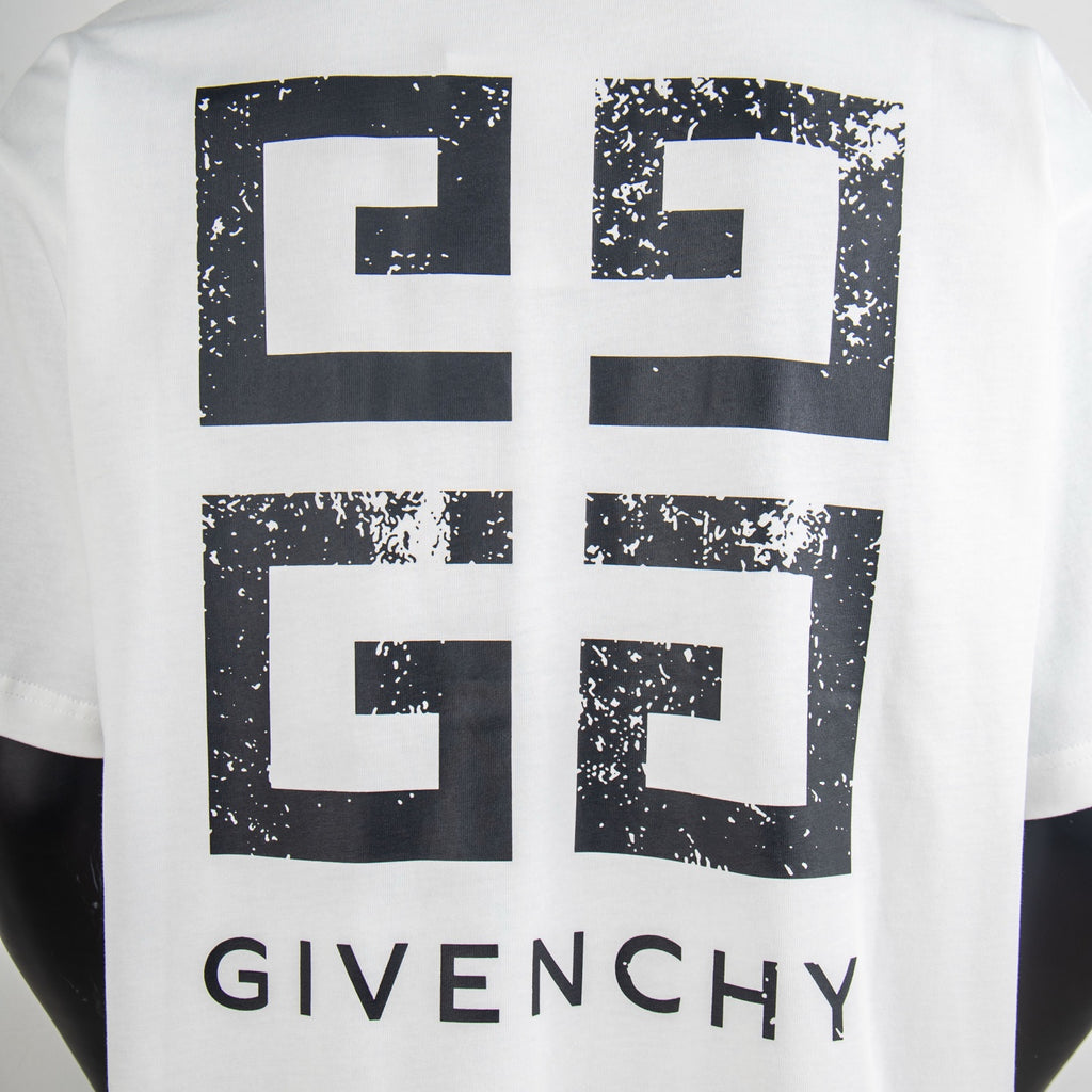 Givenchy white T-shirt back logo graphic with GIVENCHY lettering