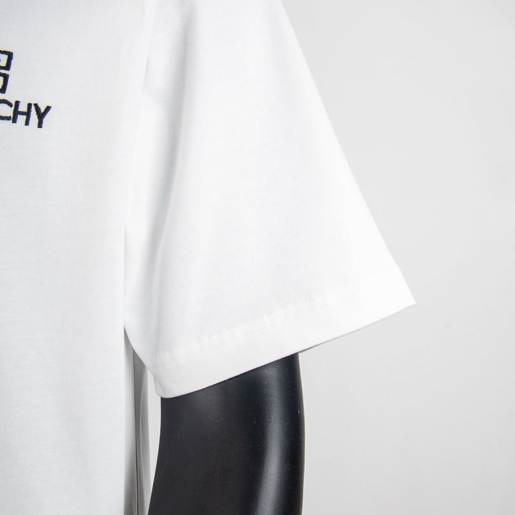 Givenchy white T-shirt sleeve and side seam detail, short sleeve length