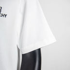 Givenchy white T-shirt sleeve and side seam detail, short sleeve length