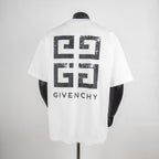 Givenchy white back T-shirt with large geometric logo print and text