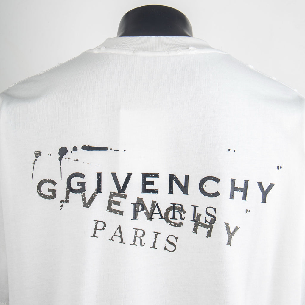 White T-shirt with large Givenchy Paris back logo graphic
