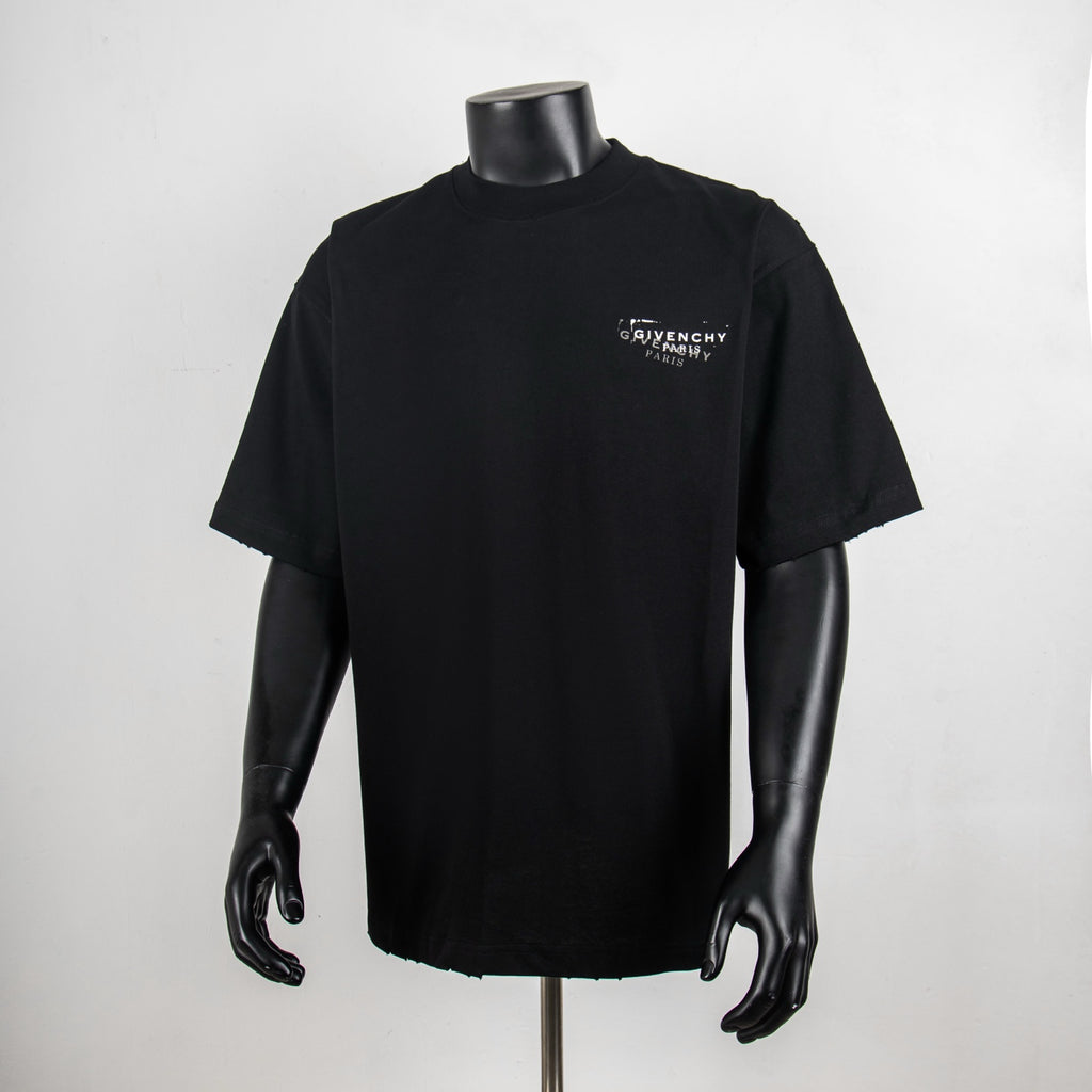Black Givenchy crew-neck T-shirt with small chest logo print