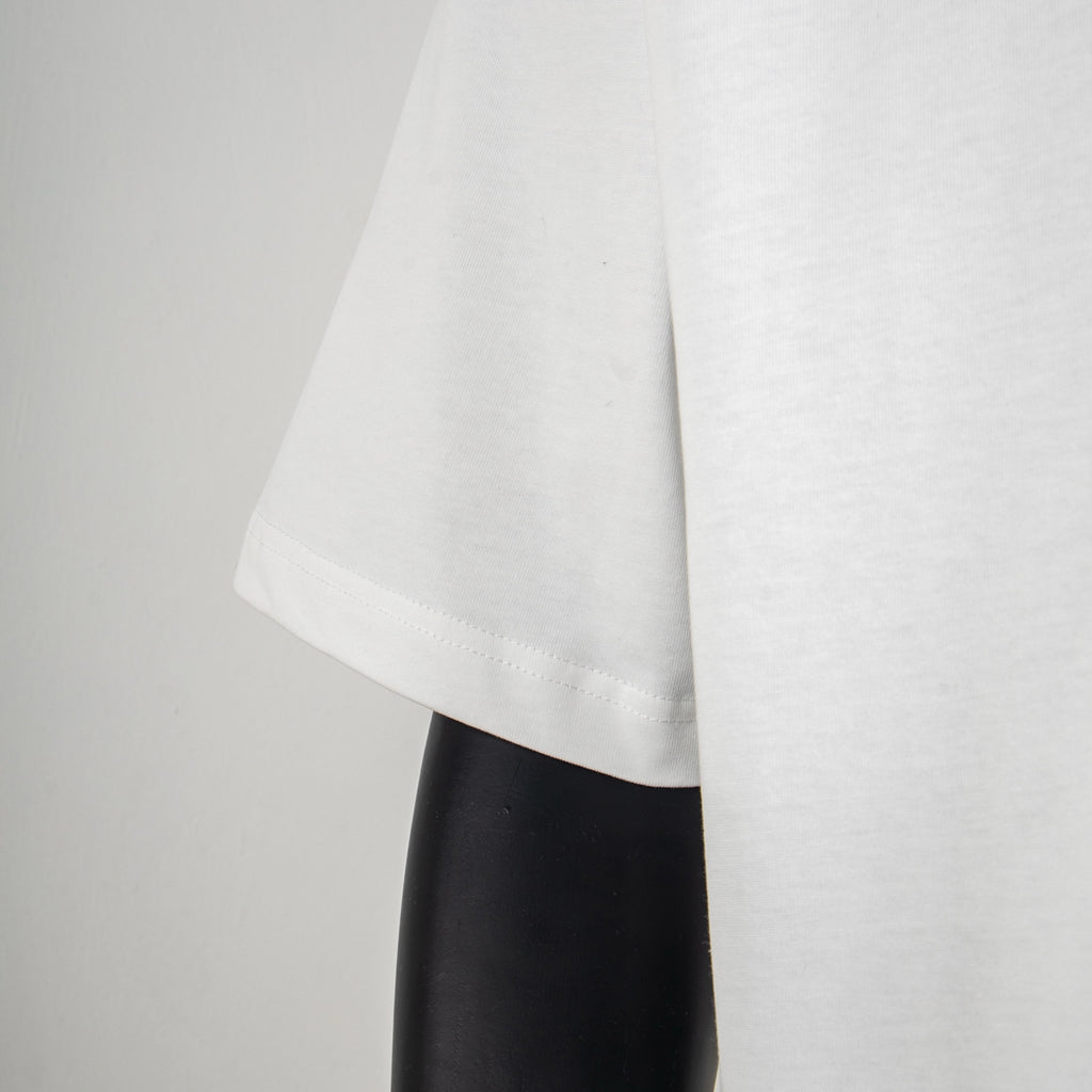 Givenchy white T-shirt side hem and short sleeve seam detail
