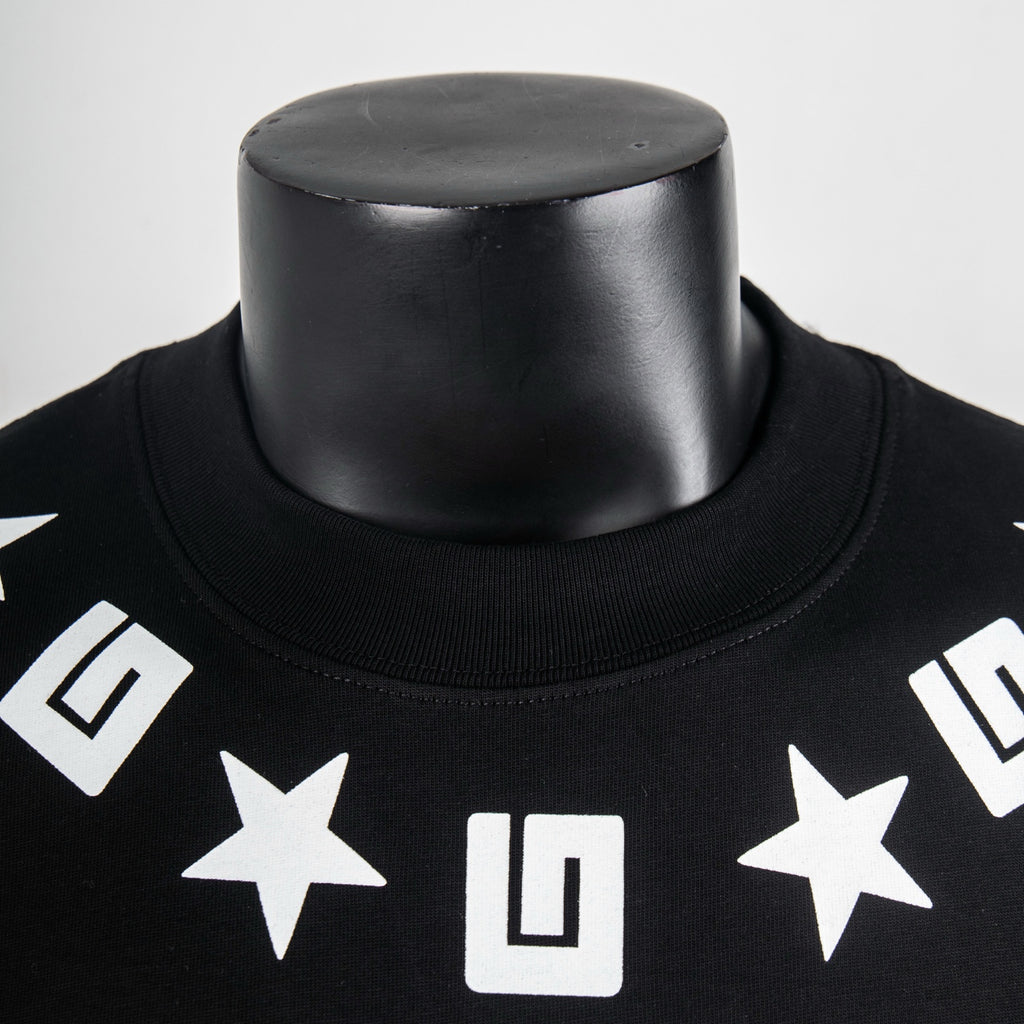 Givenchy black T-shirt crew neck with white star and square logo print