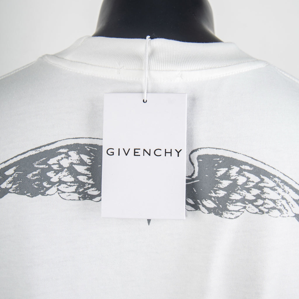 White T-shirt with GIVENCHY neck tag and wing graphic