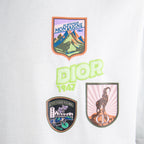White Dior T-shirt with multicolor crest and Dior 1947 graphic
