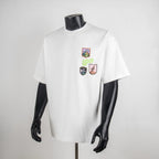 White Dior short-sleeve T-shirt with mock neck and multicolor crest logo