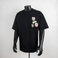 Black Dior short-sleeve T-shirt with multicolor chest crest patches