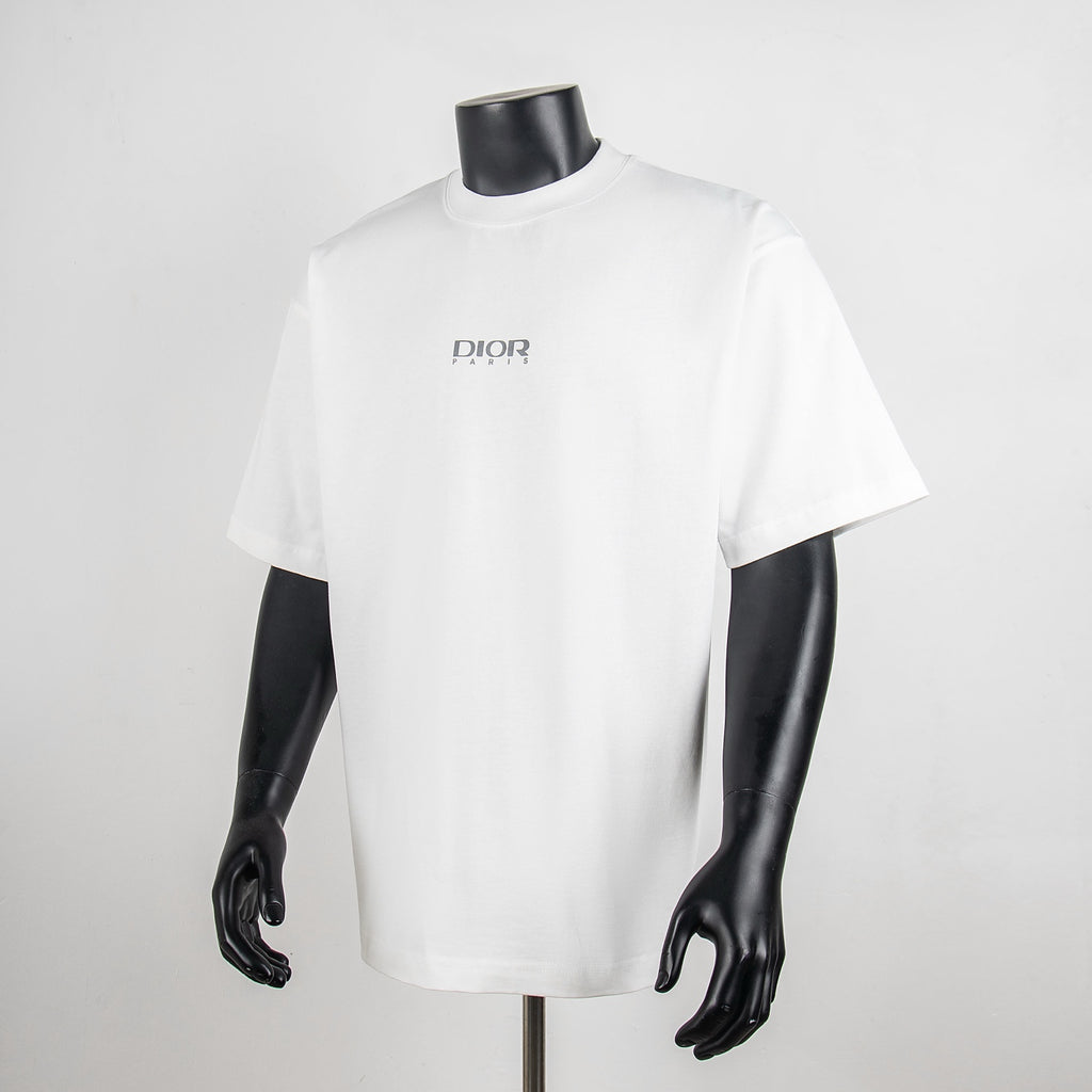 White Dior short-sleeve T-shirt with small front DIOR PARIS logo