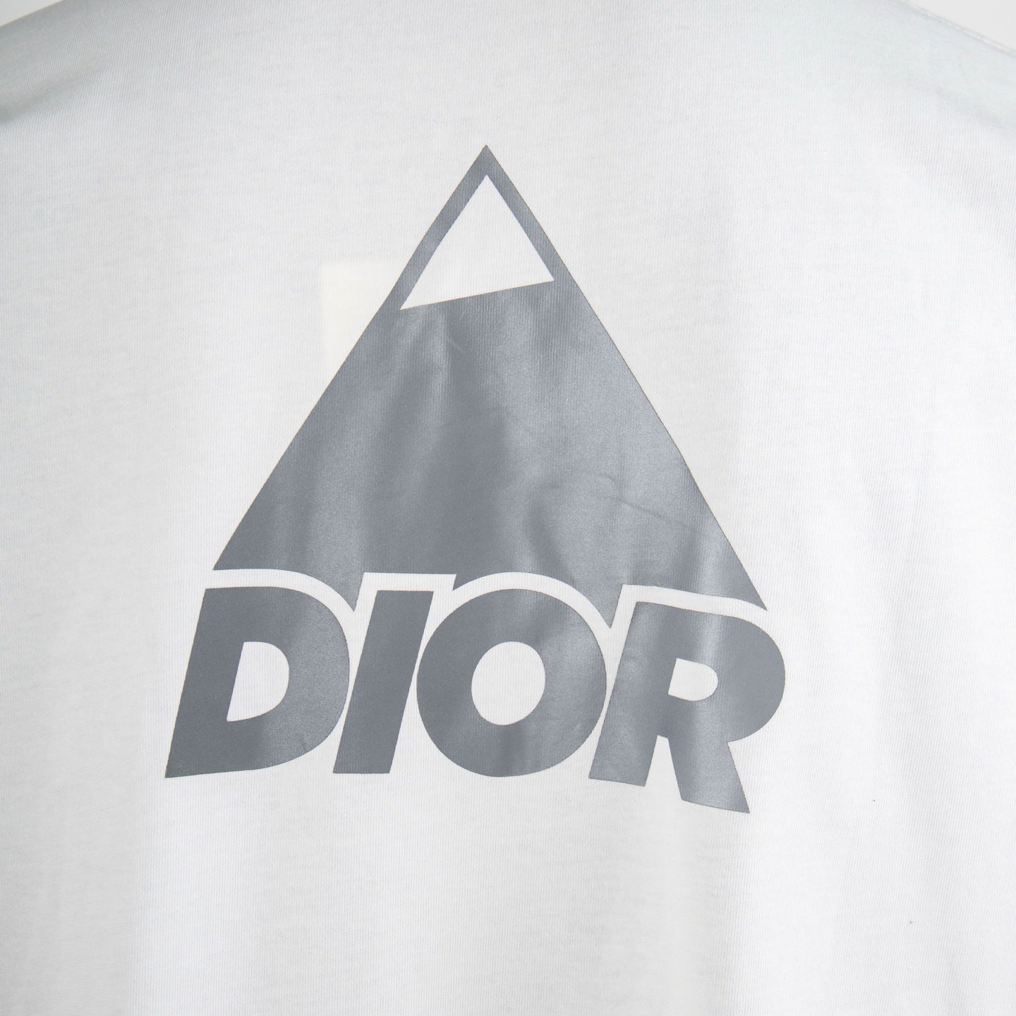 White Dior T-shirt with large triangular DIOR graphic