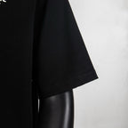 Black T-shirt short sleeve with stitched cuff and hem