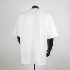White short-sleeve T-shirt, back view on mannequin