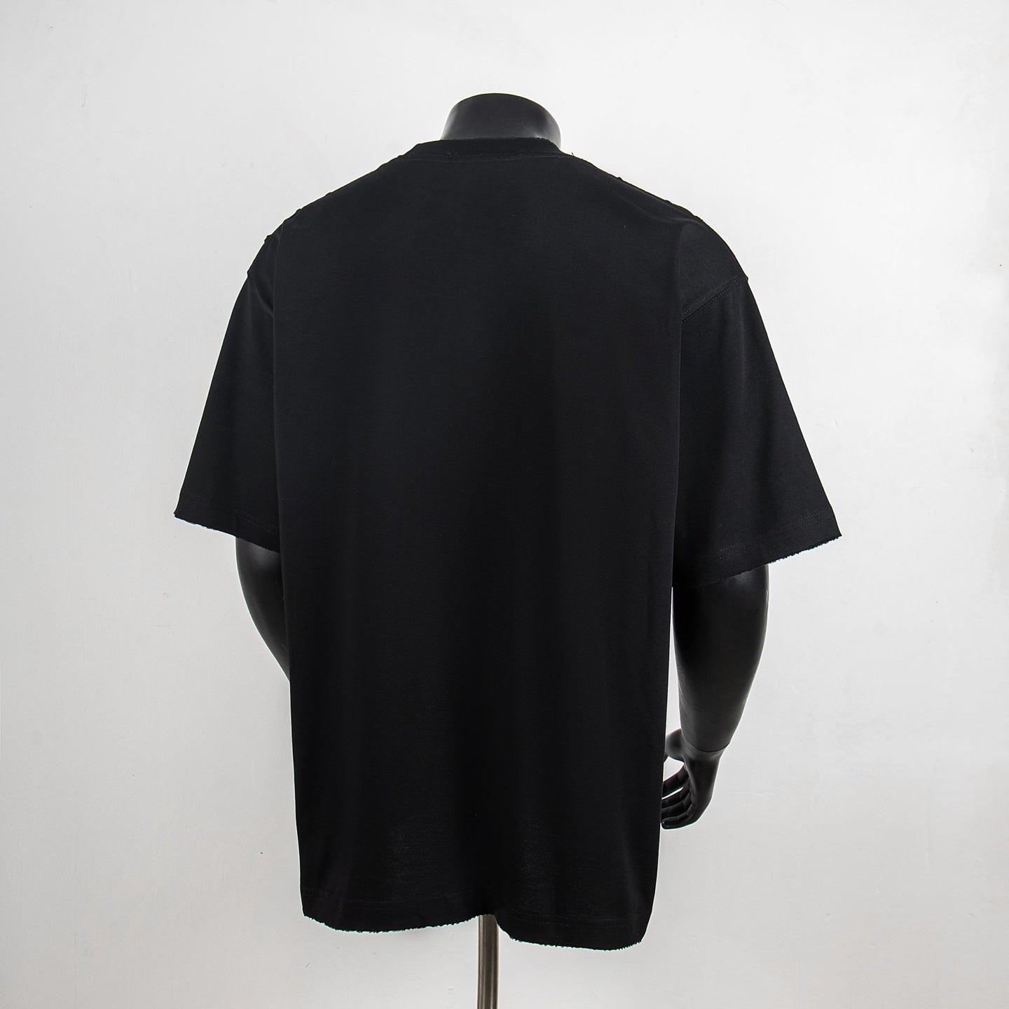 Black short-sleeve T-shirt, back view
