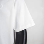 White T-shirt side drape and hem