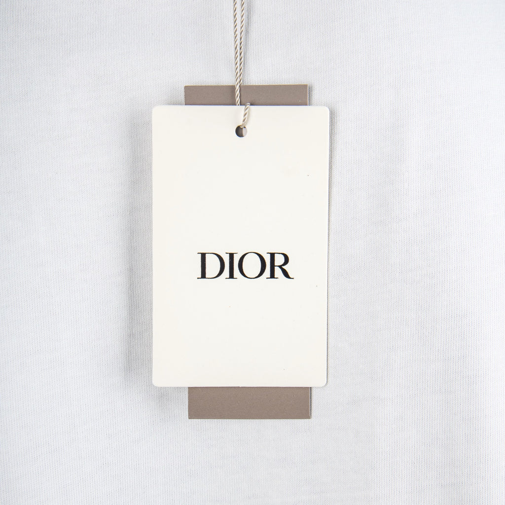 White T-shirt with hanging DIOR brand tag