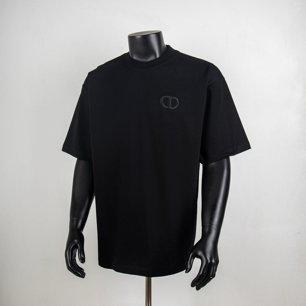 Black Dior logo crew-neck T-shirt with short sleeves