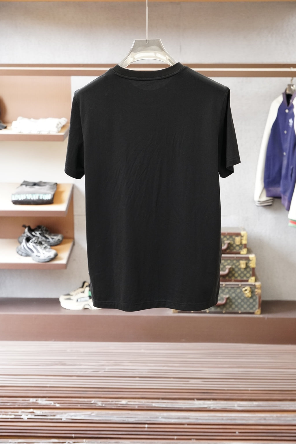 Versace black crewneck T-shirt, plain front without graphic
