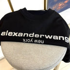 Black crewneck T-shirt with large alexanderwang logo print
