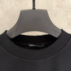 Black short-sleeve T-shirt neckline with inner neck label