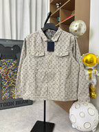 Louis Vuitton monogram long-sleeve jacket, light gray with chest pockets and navy tag