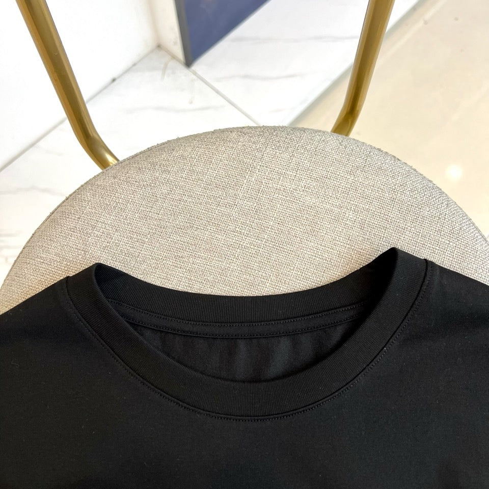 Versace black T-shirt crew neck close-up