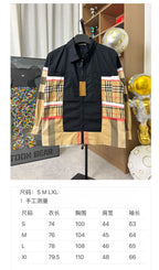 Burberry plaid panel button-up shirt, dark with multicolor check accents