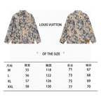 Louis Vuitton long-sleeve jacket size chart with M to XXL measurements