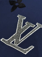 Navy T-shirt with large rhinestone LV monogram graphic detail