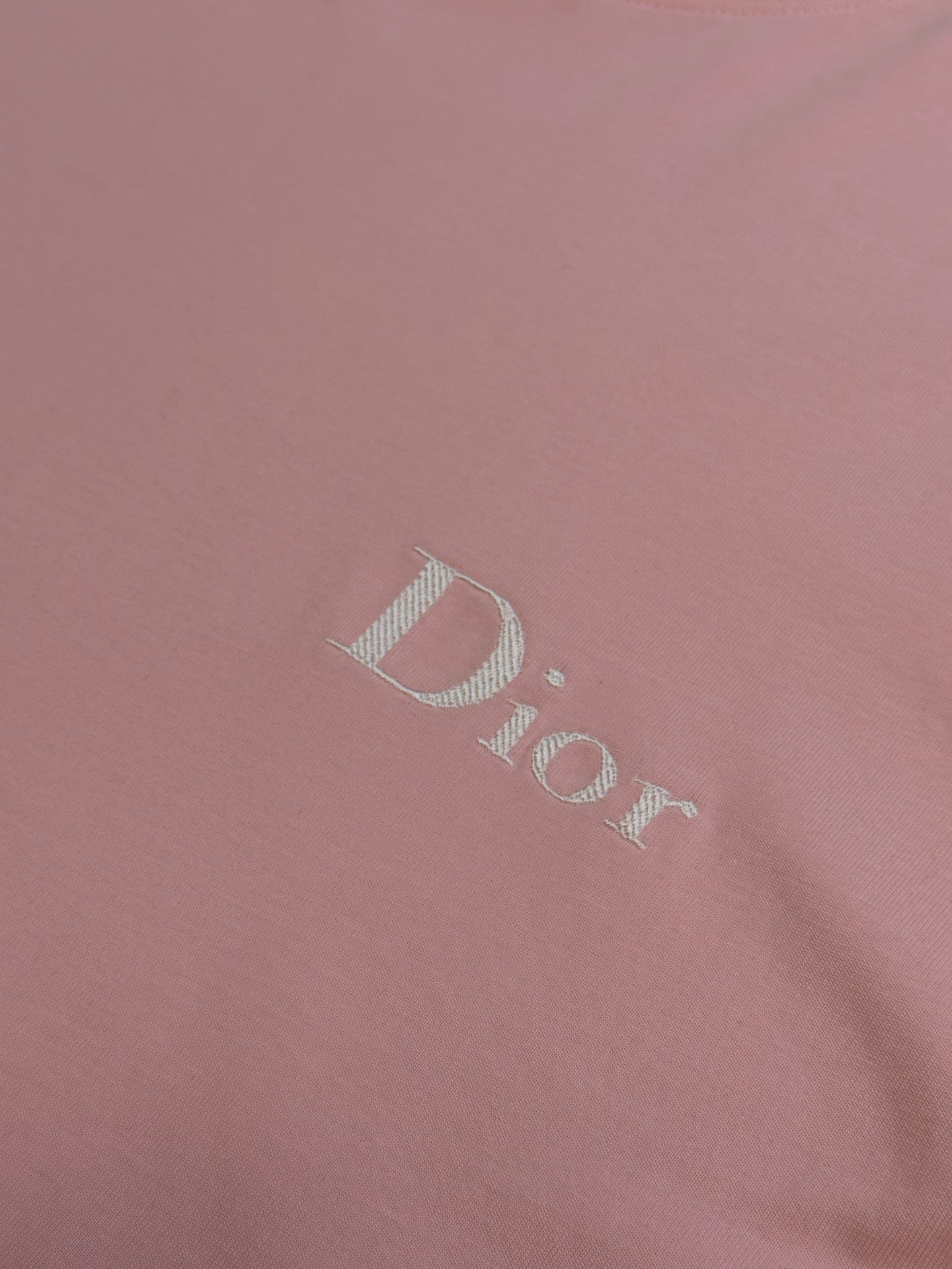 Pink Dior T-shirt with embroidered 'Dior' logo detail on chest