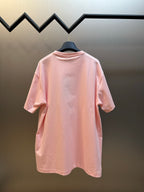 Pink Dior T-shirt, crew neck with short sleeves, straight hem