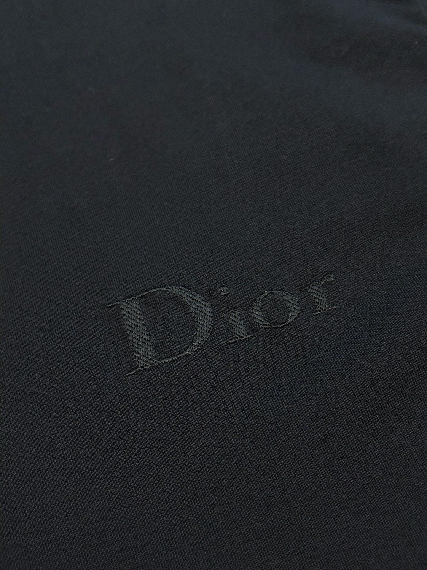 Dior T-shirt fabric in dark navy with tonal Dior logo embroidery
