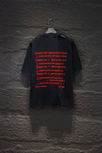 Balenciaga short-sleeve T-shirt with red text graphic on chest, black