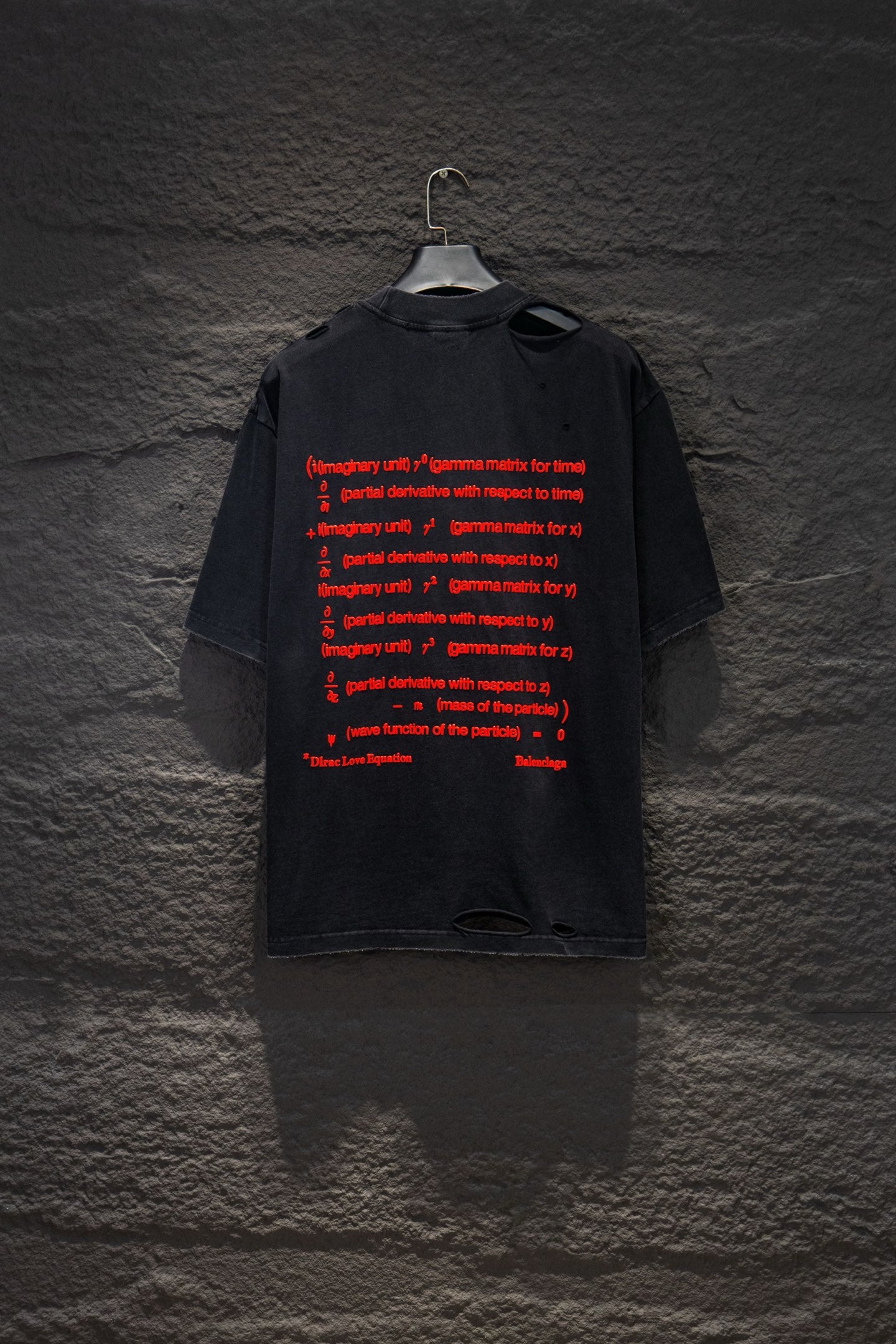 Balenciaga short-sleeve T-shirt with red text graphic on chest, black