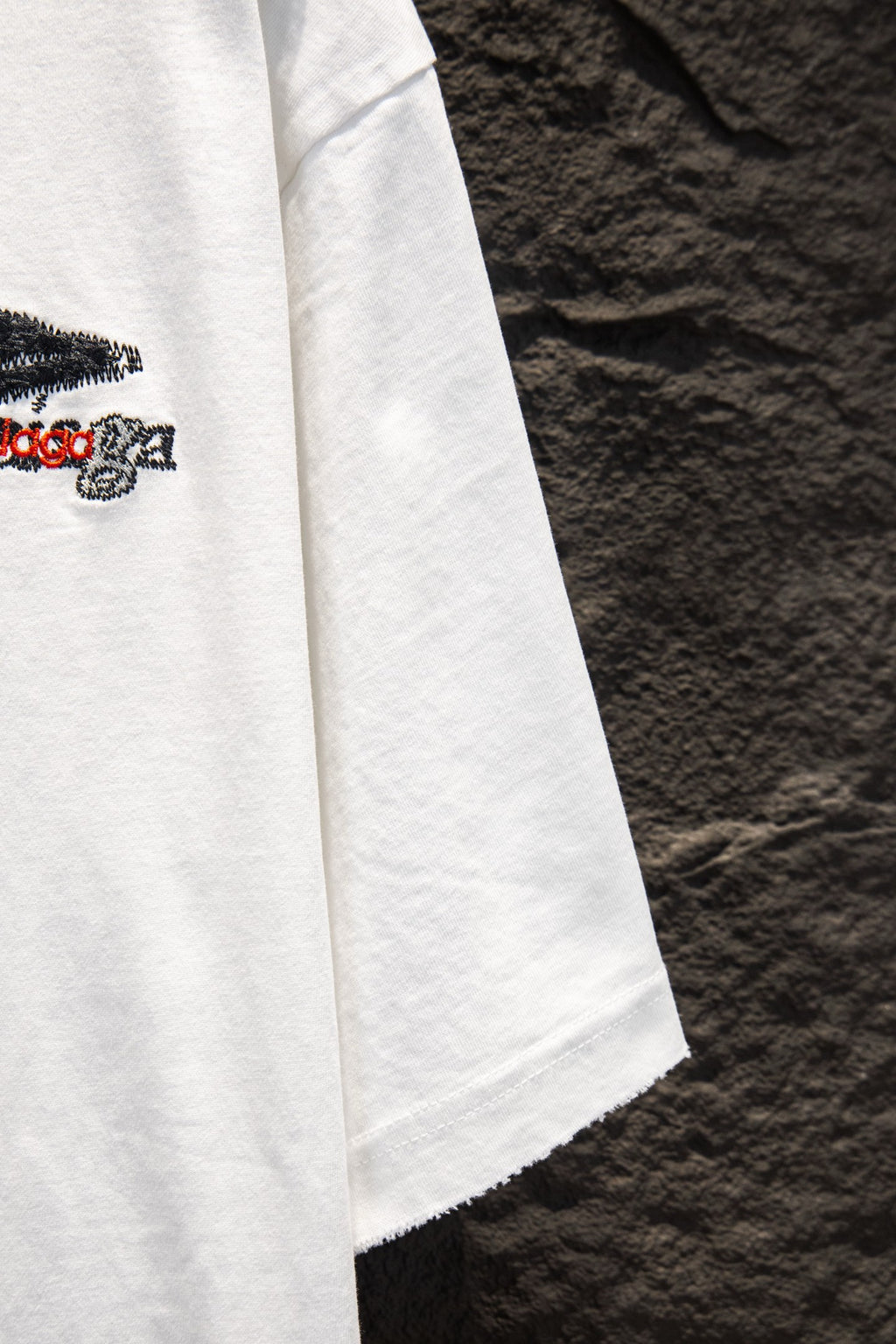 Balenciaga white short-sleeve T-shirt with embroidered logo detail on front