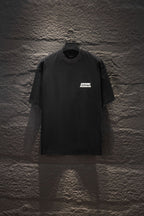 Balenciaga black crewneck T-shirt with small chest logo print