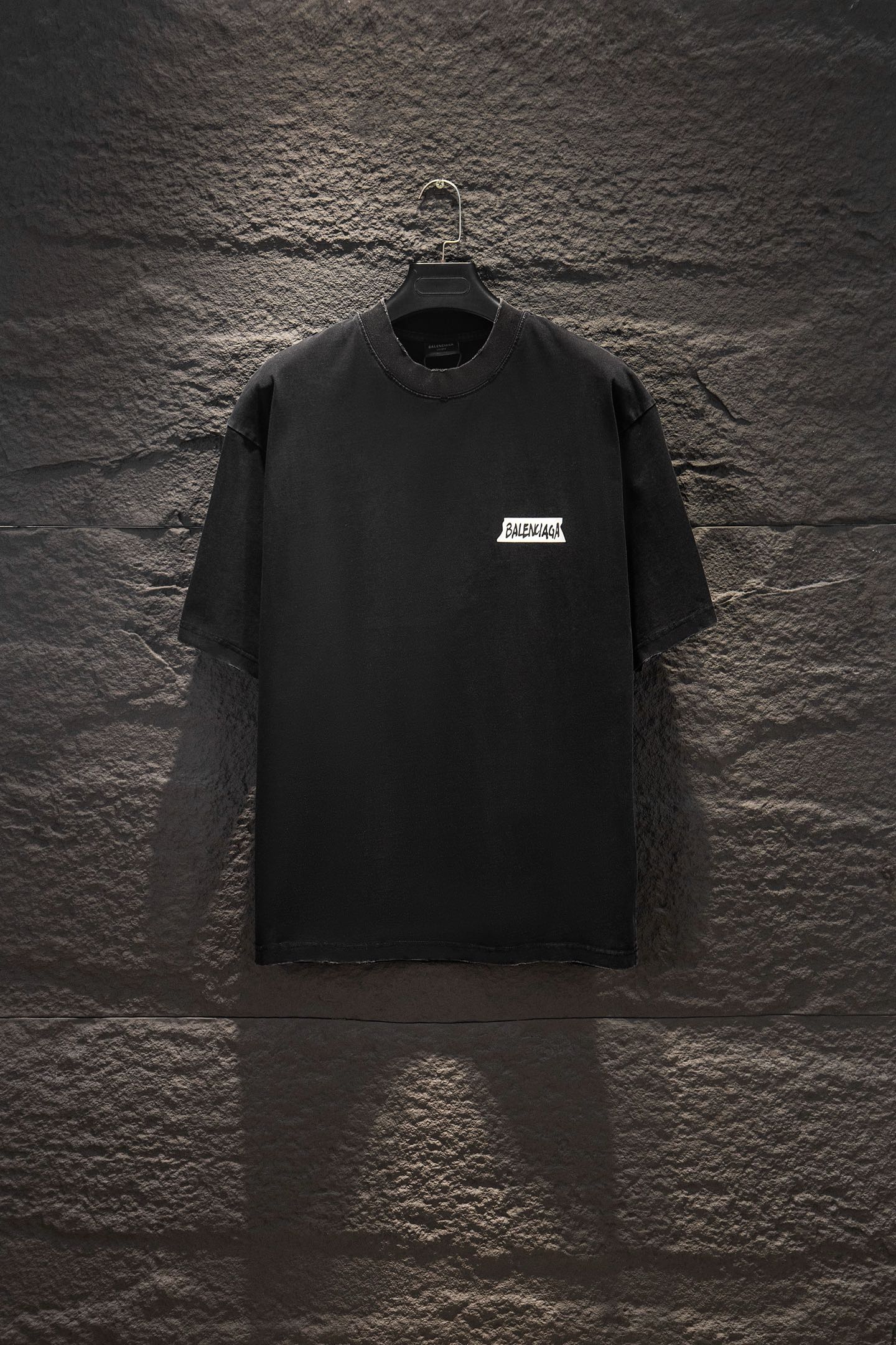 Balenciaga black crewneck T-shirt with small chest logo print