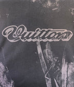 Louis Vuitton Quattro logo print on dark purple graphic T-shirt
