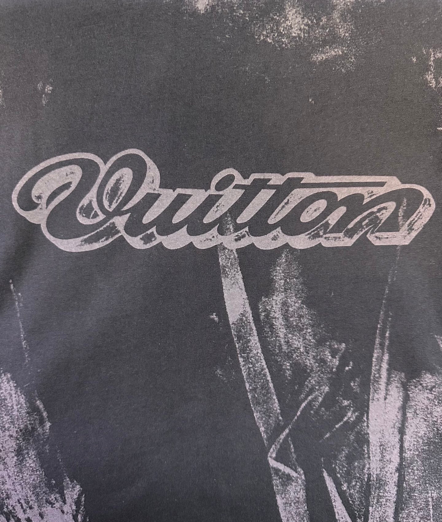 Louis Vuitton Quattro logo print on dark purple graphic T-shirt