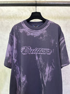 Louis Vuitton dark purple graphic crewneck T-shirt with Quattro logo detail