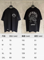 T-shirt size chart showing S to 2XL measurements in cm