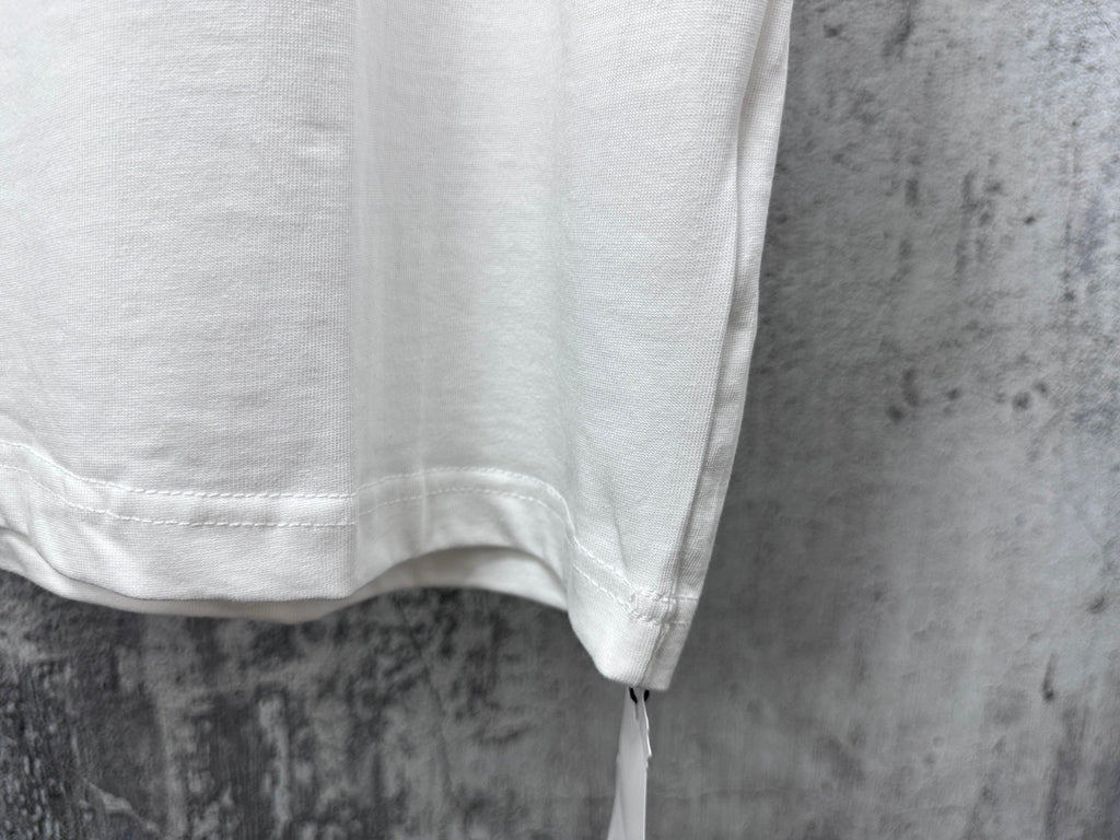 White T-shirt with visible hem and stitching