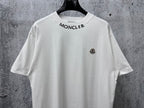 White Moncler crew-neck T-shirt with small logo patch on left chest