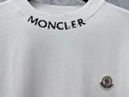 White Moncler T-shirt neckline with MONCLER text across collar