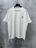 White Moncler short-sleeve T-shirt with chest logo patch